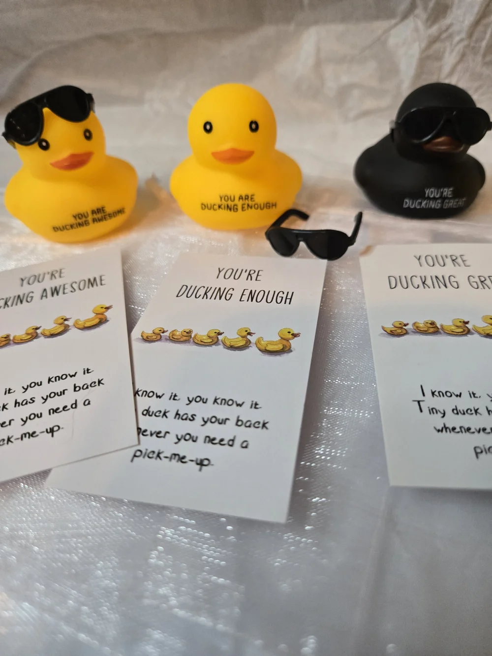 5 Pc Set of Inspirational Rubber Duckies – Yellow & Black